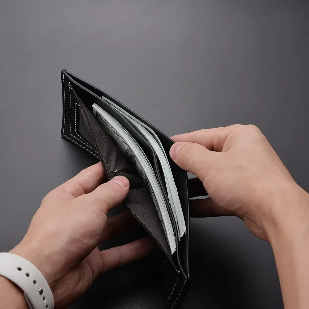 Leather Men Short Wallet Thin Style Folding Young Men Credit Card Holder Wallet