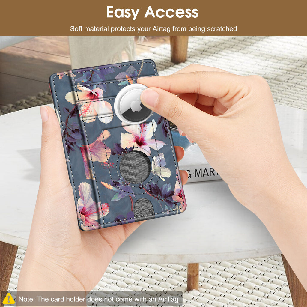 7 Slots Leather Wallet with Airtag Holder, RFID Blocking Cash Credit Card Wallet