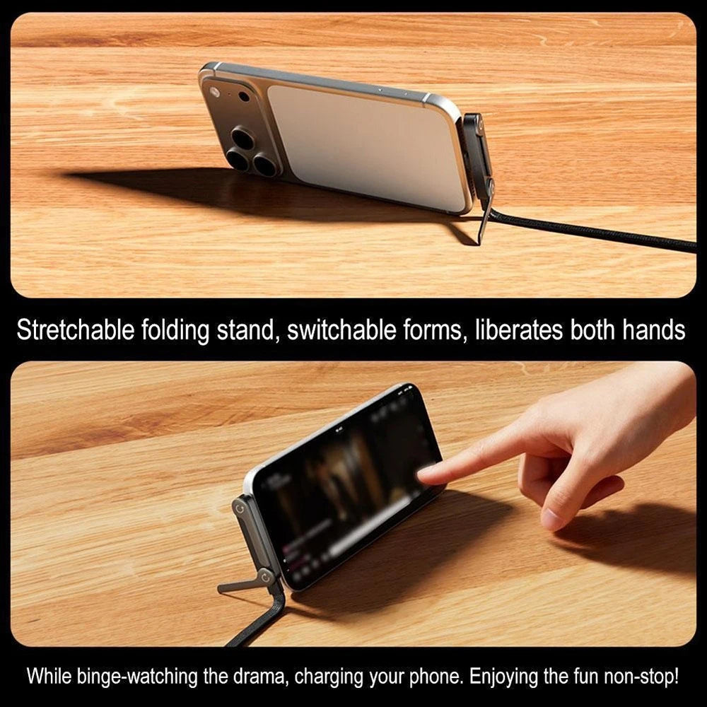 2 in 1 240W PD USB C Cable Foldable Rotatable Phone Stand 90° Elbow Gaming Braided 480Mbps Fast Charging Data Wir
