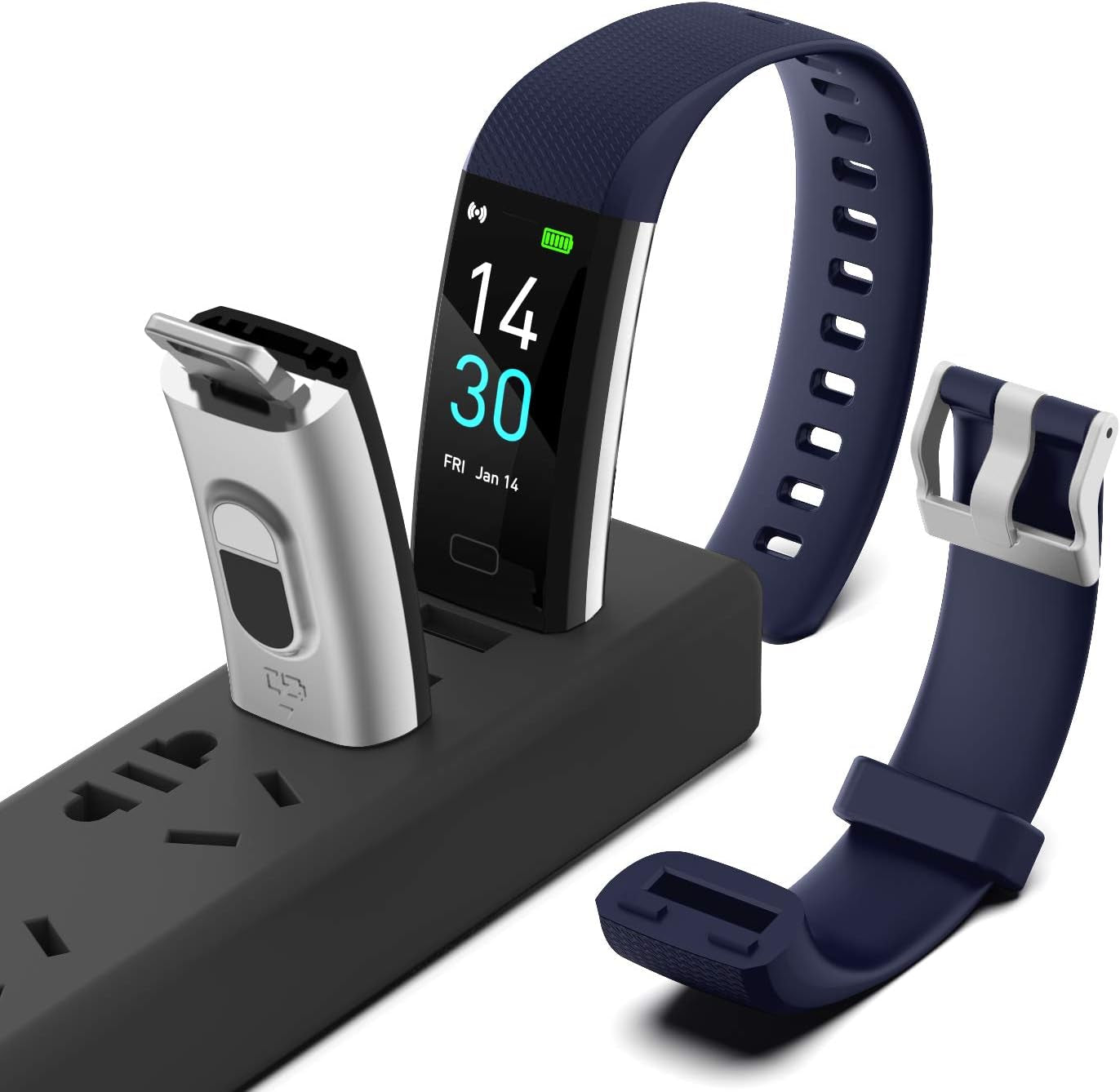 Fitness Tracker with Step/Distance/Calories Counter for Women Men | Heart Rate Monitor, Slim Style Watch, IP68 Waterproof, Sleep Monitor, Pedometer Watch, Deep Blue Band